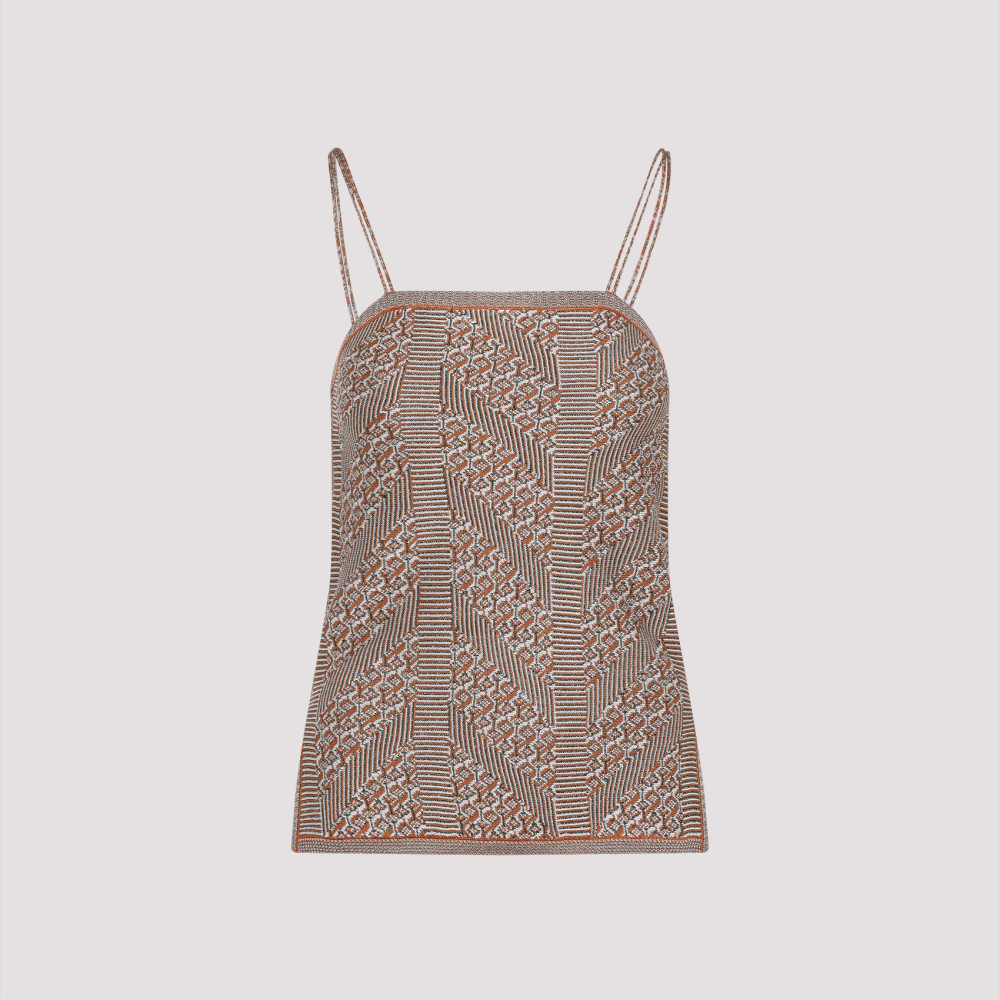 Valentino Womens Garavani Sleeveless Metallic-knit Top In Brown