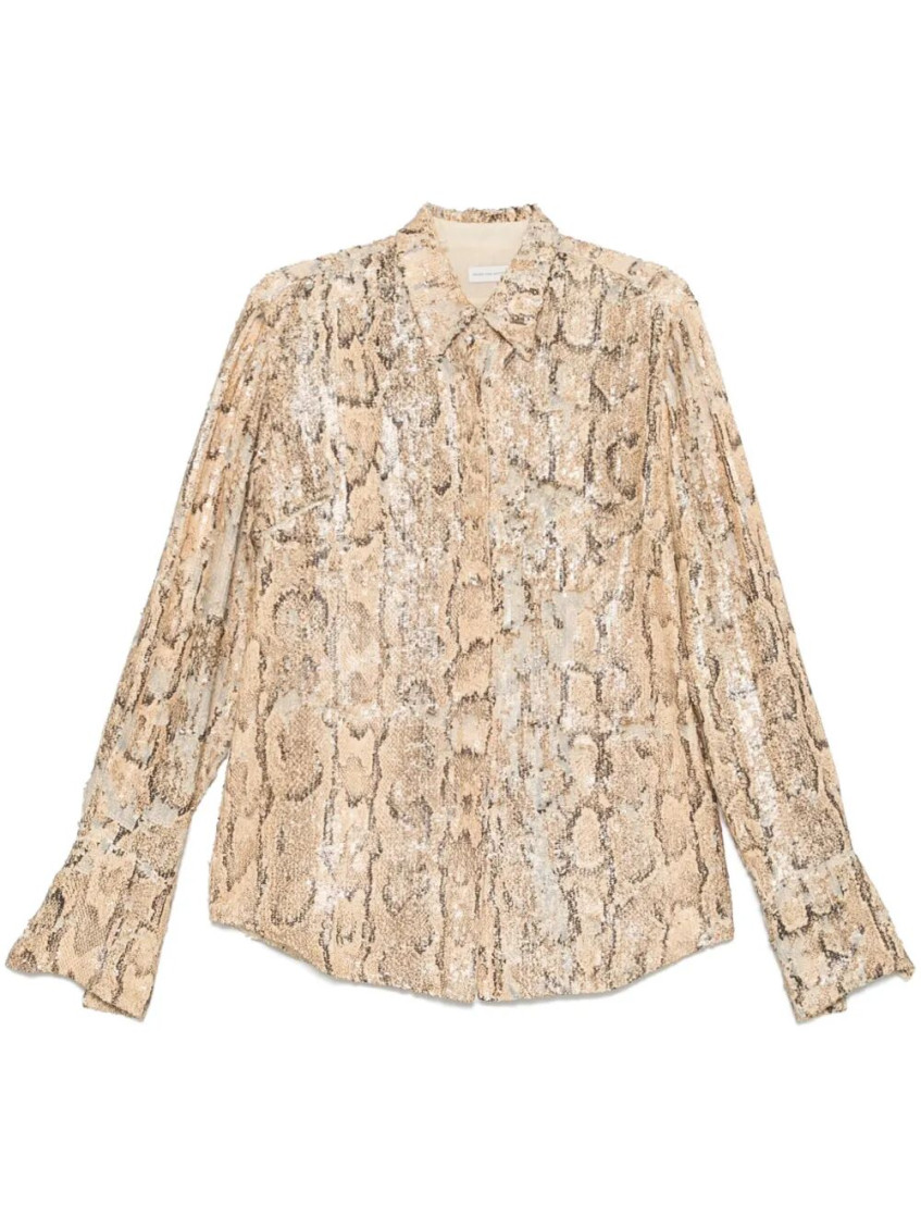 Shop Dries Van Noten Beige Celina Embroidered Shirt
