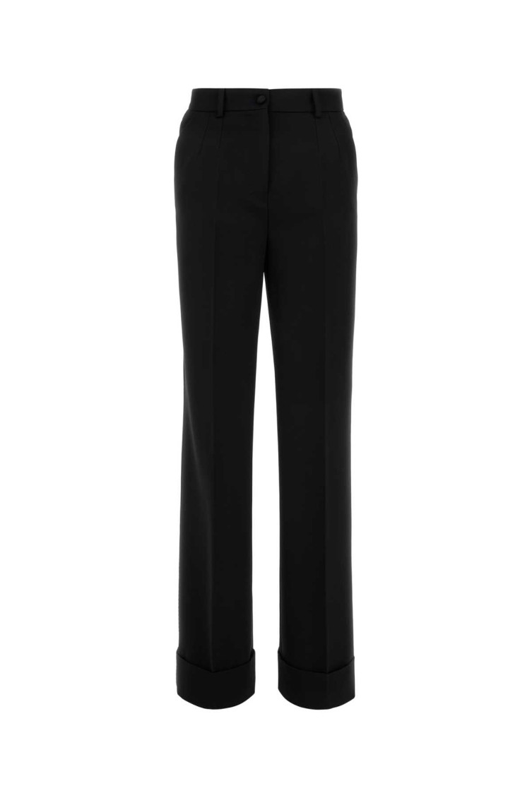 Dolce & Gabbana Black Flared Woolen Pants In Black