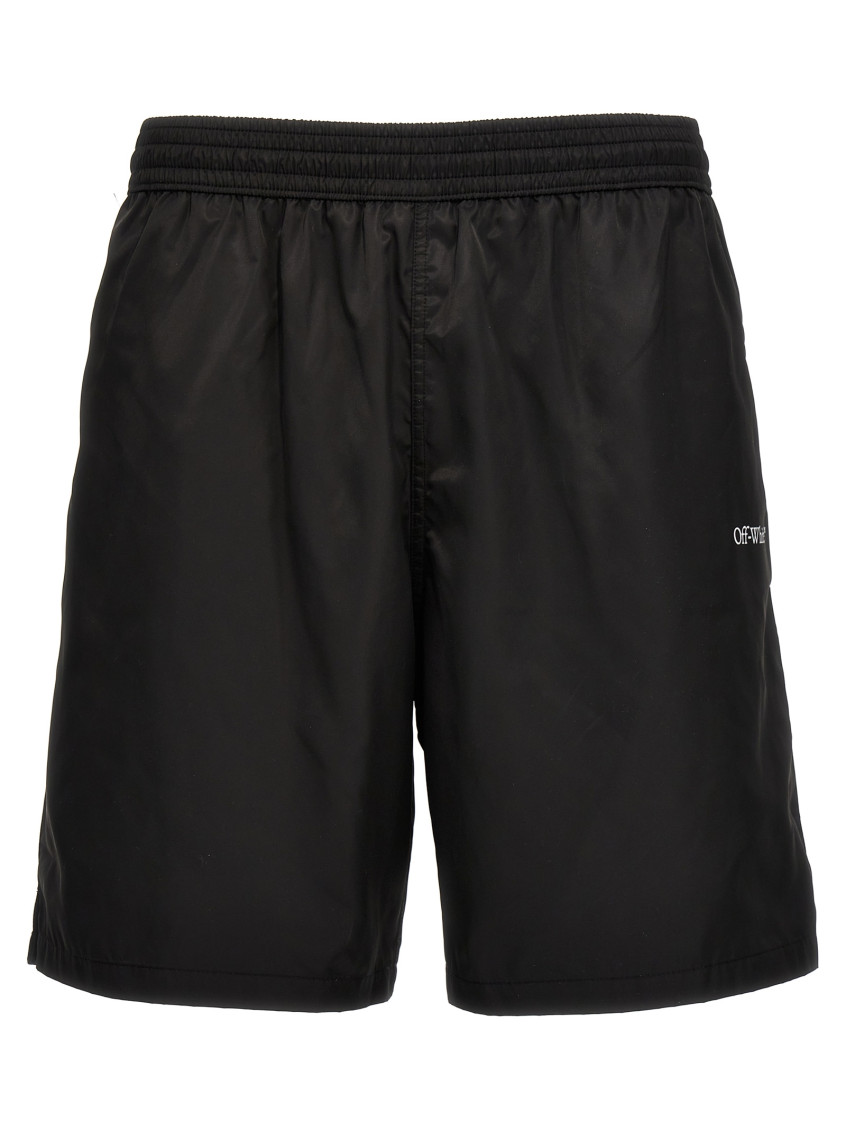 Off-white Arrows-motif Drawstring Swim Shorts In Black