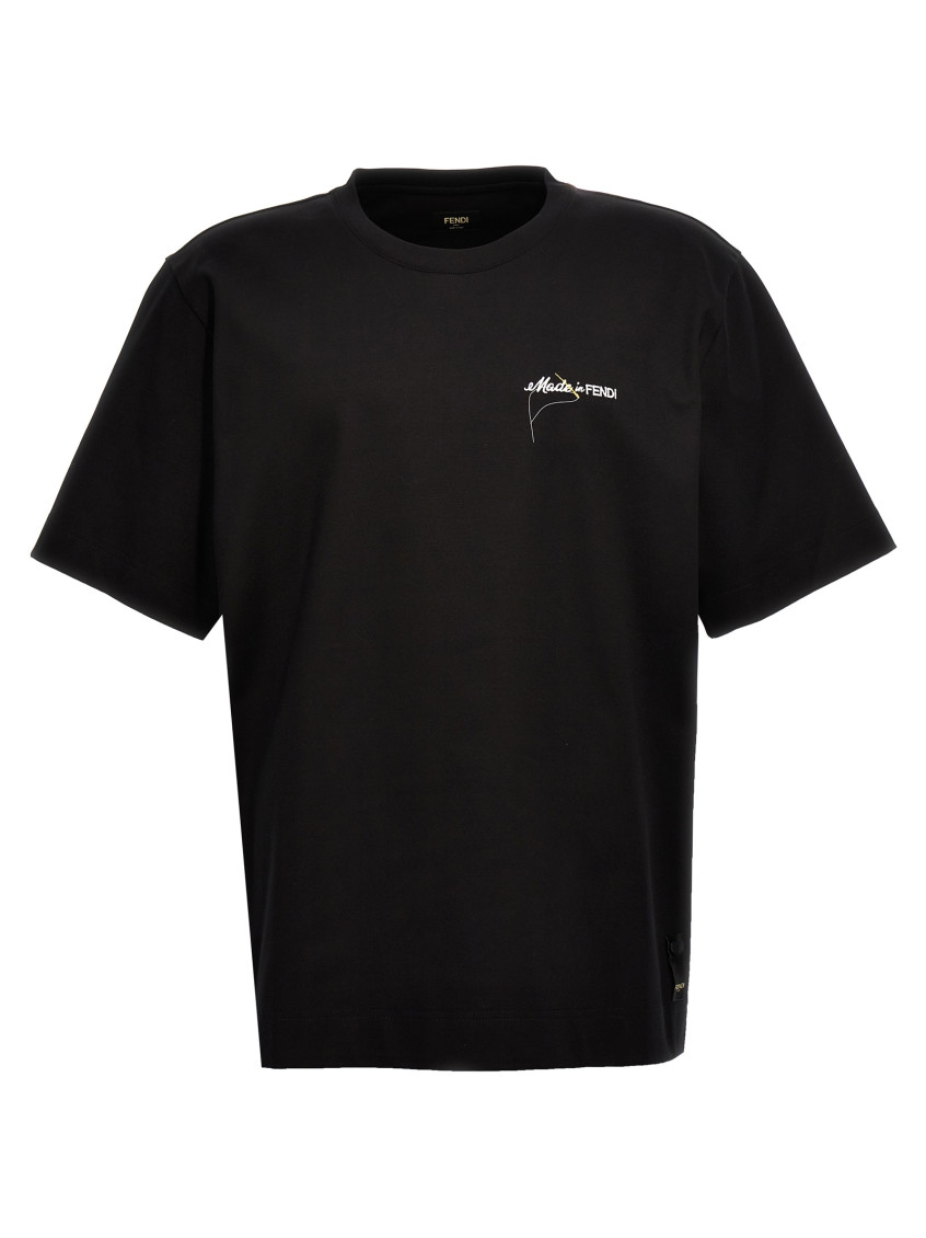 Fendi Black Logo Embroidery T-shirt