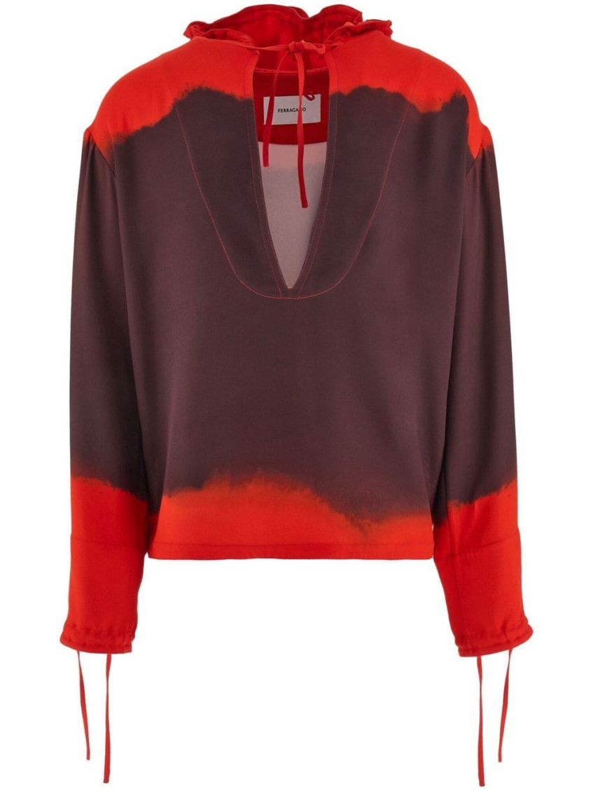 Shop Ferragamo Multicolor Printed Oversized Kaftan In Red