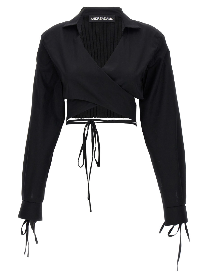 Andreädamo Black Criss Cross Cropped Shirt