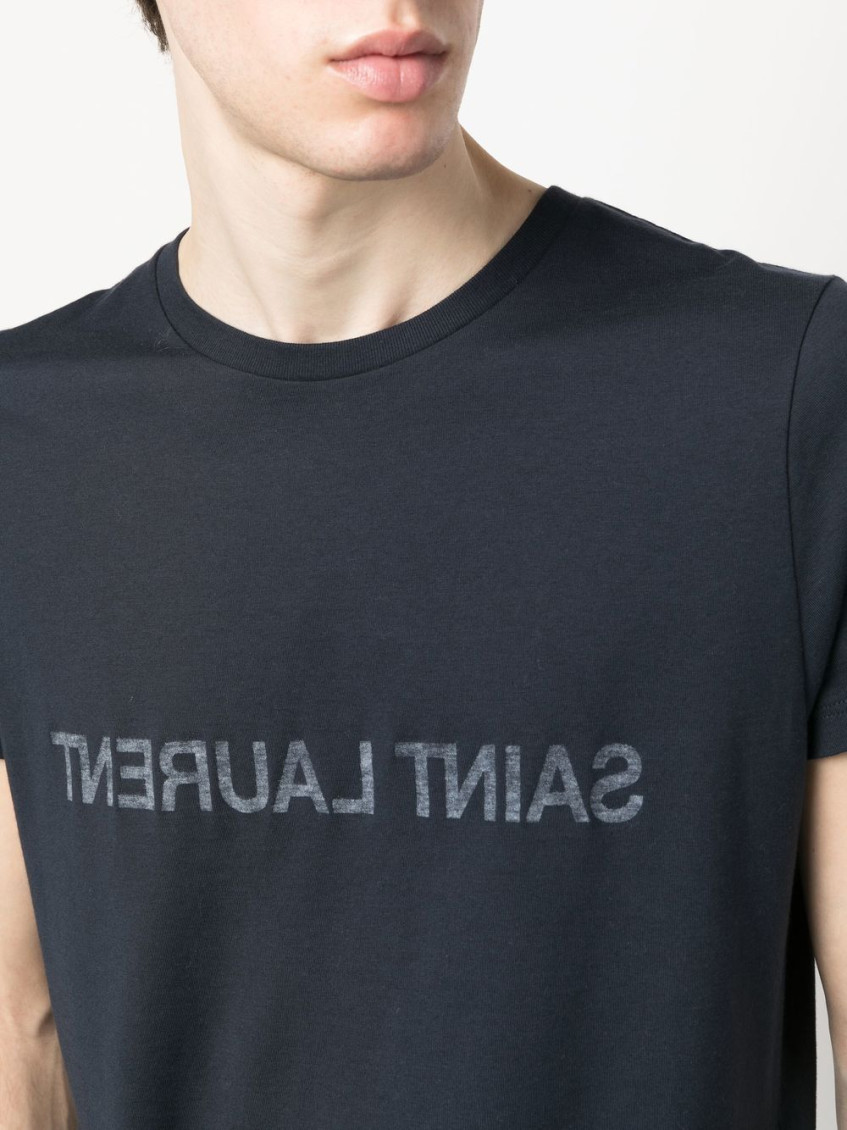 Saint Laurent Blue Logo Cotton T-shirt for Men Online India