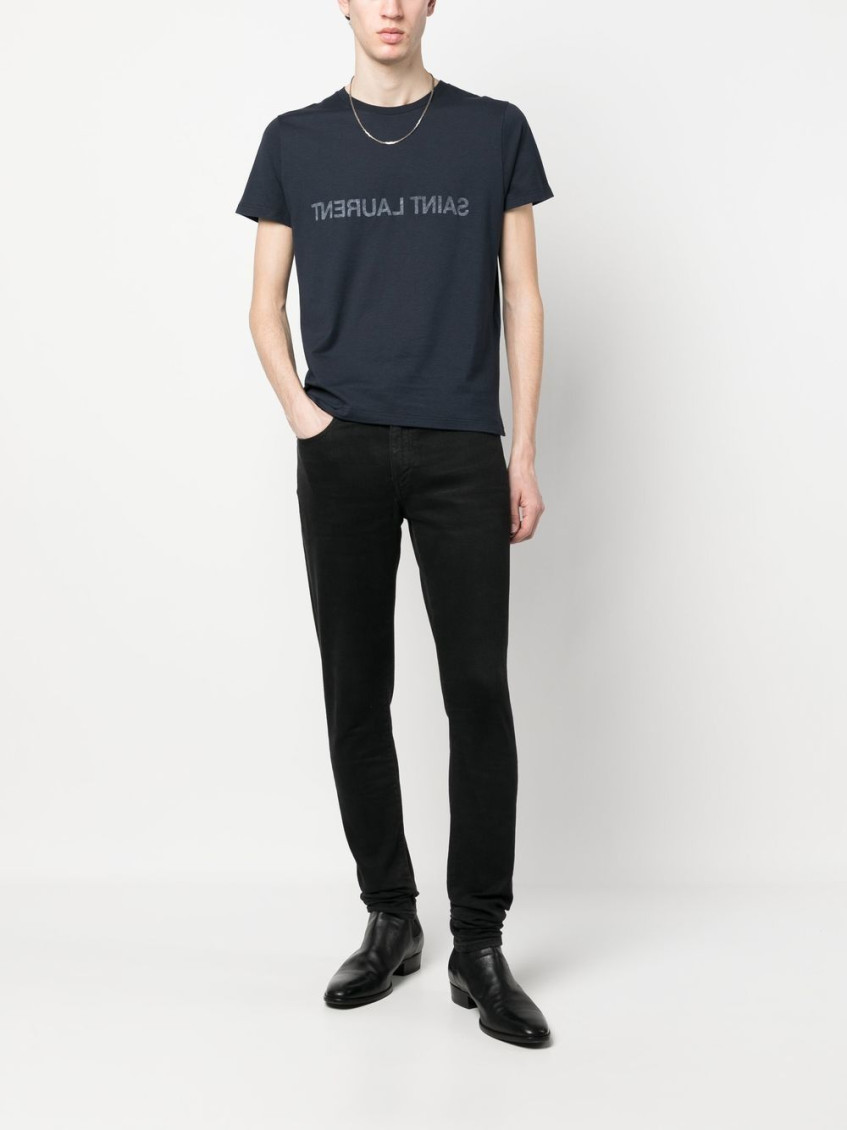 Saint Laurent Blue Logo Cotton T-shirt for Men Online India