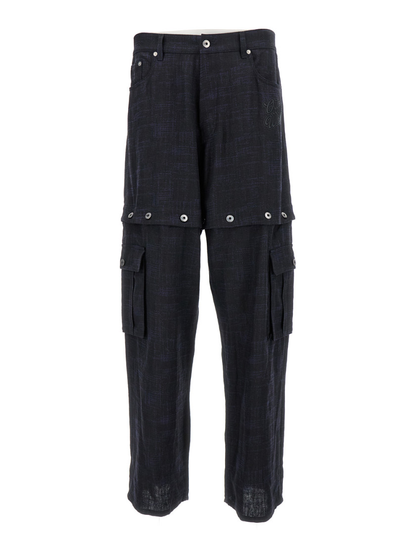 Off-white Black 90s Logo Straight Leg Cargo Pants In Blue