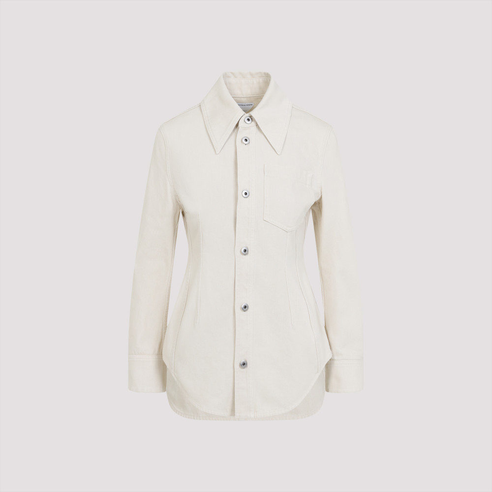 Bottega Veneta Tailored Cotton Jacket With Classic Collar In White