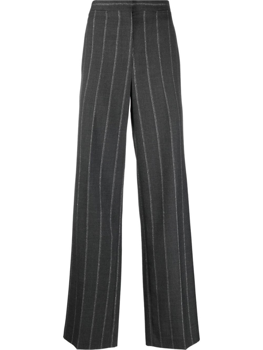 Stella Mccartney Grey Wide Leg Pinstripe Trousers In Grey