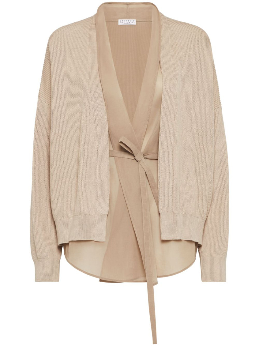 Brunello Cucinelli Cardigan With Multilayer In Beige