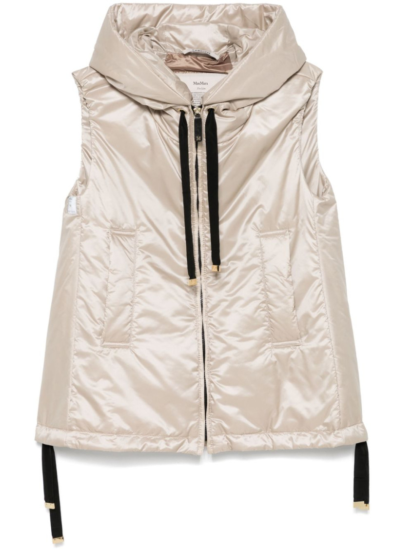 Max Mara Light Brown Hooded Vest In Light Brown