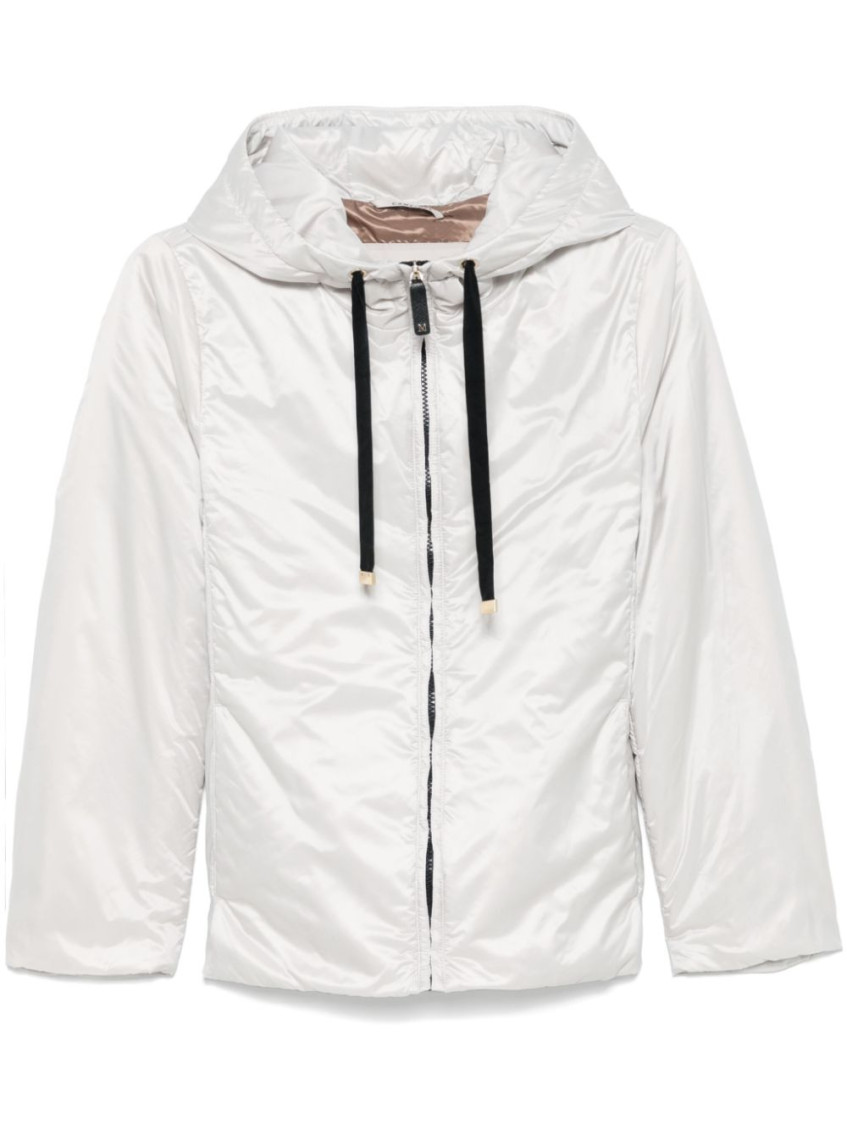 Max Mara Light Grey Short Hooded Jacket In Light Grey