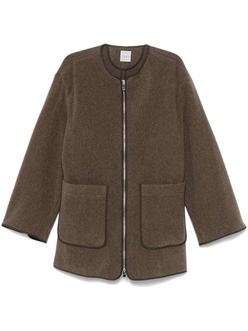Totême Brown Felt Jacket In Grey