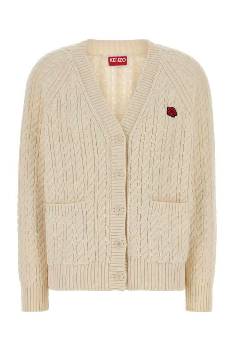 カーディガン FLOWER EMBROIDERY CARDIGAN PANDAGO - Flower Embroidery Open Front Cardigan / Pocket Detail