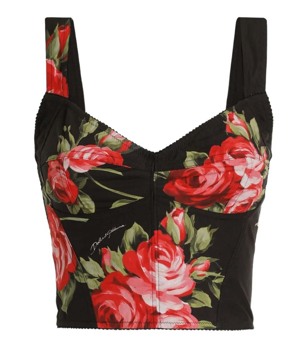DOLCE&GABBANA カットソー トップス シルク 豪華 薔薇柄 36 Dolce & Gabbana Multicolour Sweetheart Neck Top for Women Online