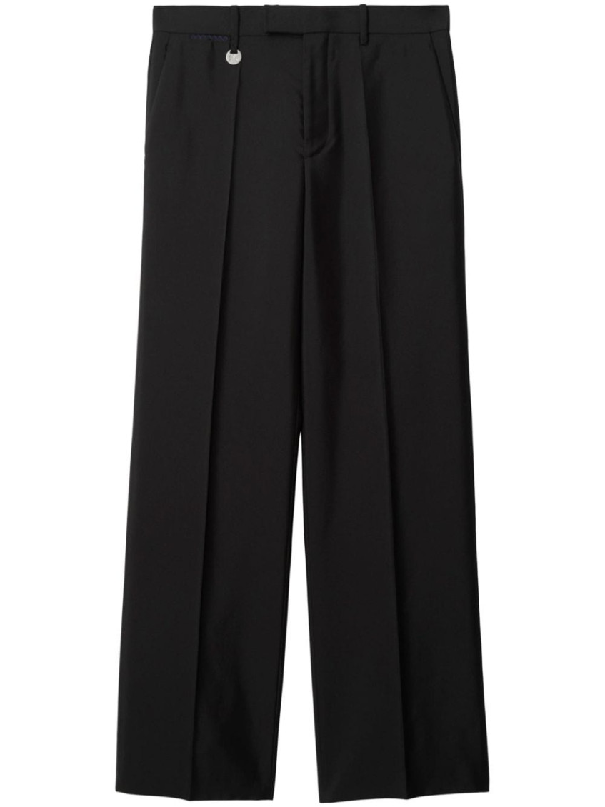 Burberry Suit Pants In Navy Blue Wool. Straight-leg Cut. Zippered Closure And Belt Clip.