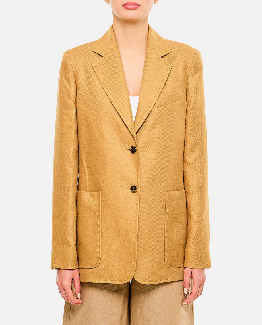 MAX MARA BEIGE SINGLE-BREASTED LINEN BLAZER