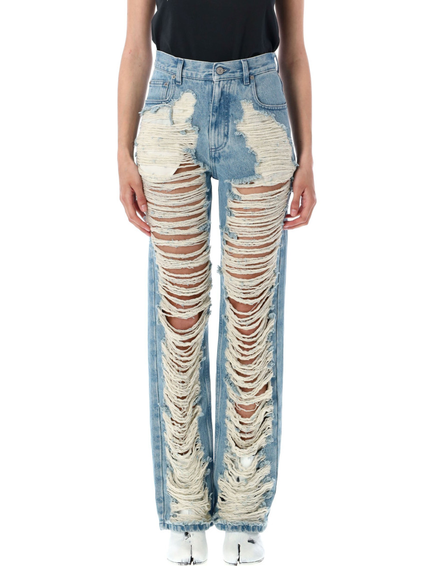 MM6 MAISON MARGIELA SKY BLUE RIPPED JEANS 