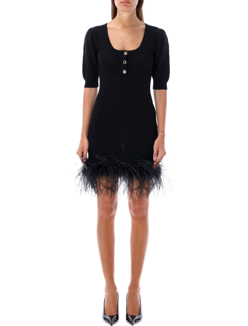 Alessandra Rich Short Dress Feather Trim
