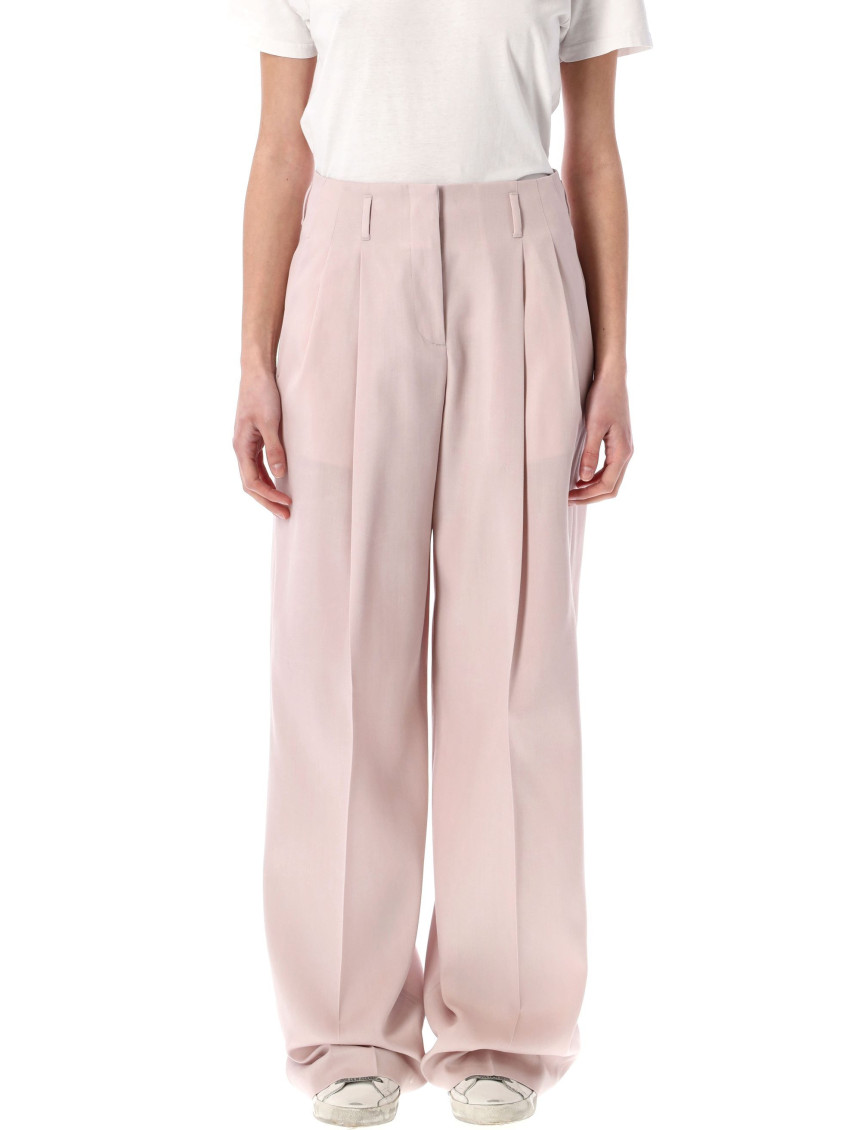 Golden Goose Light Pink Wide-leg Trousers In Wool