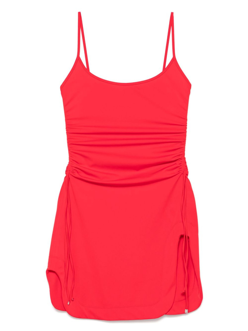 Attico Mini Length Ruched Detailing Side Slit Strappy Beach Cover Up