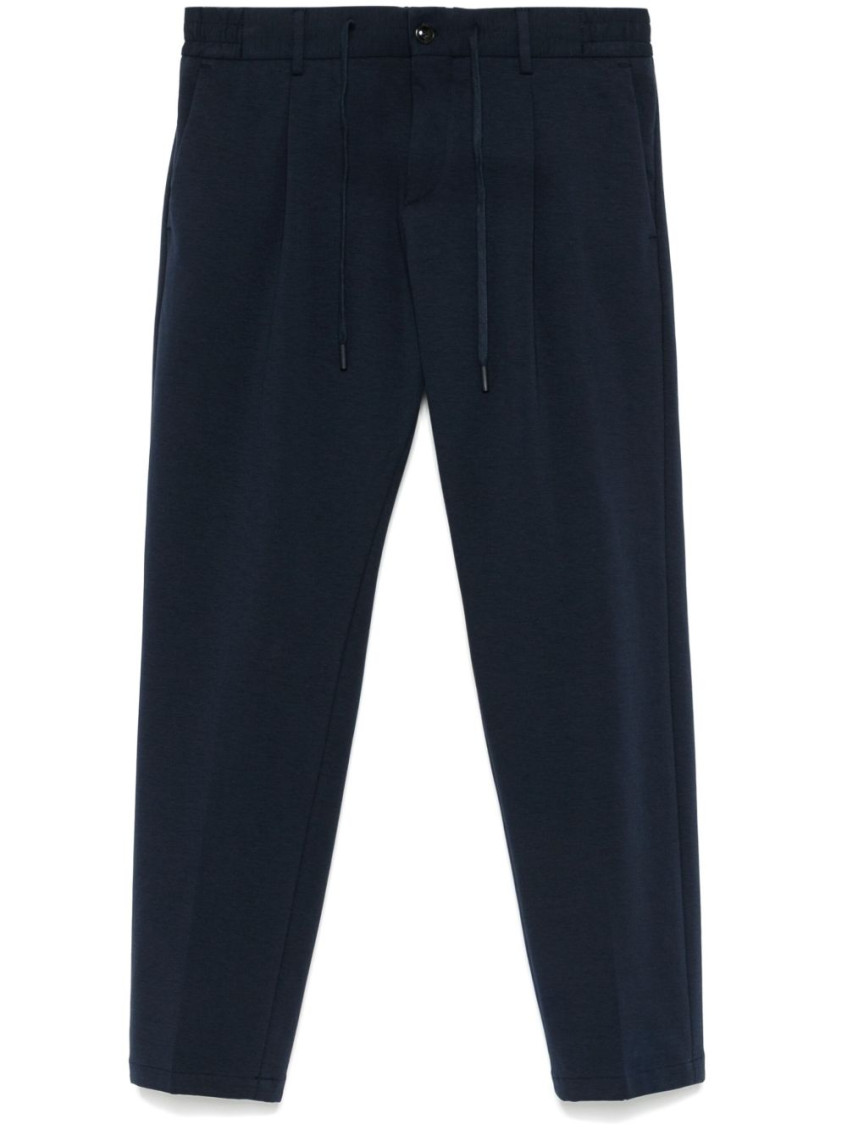 Shop Daniele Alessandrini Blue Elastic Waistband Trousers