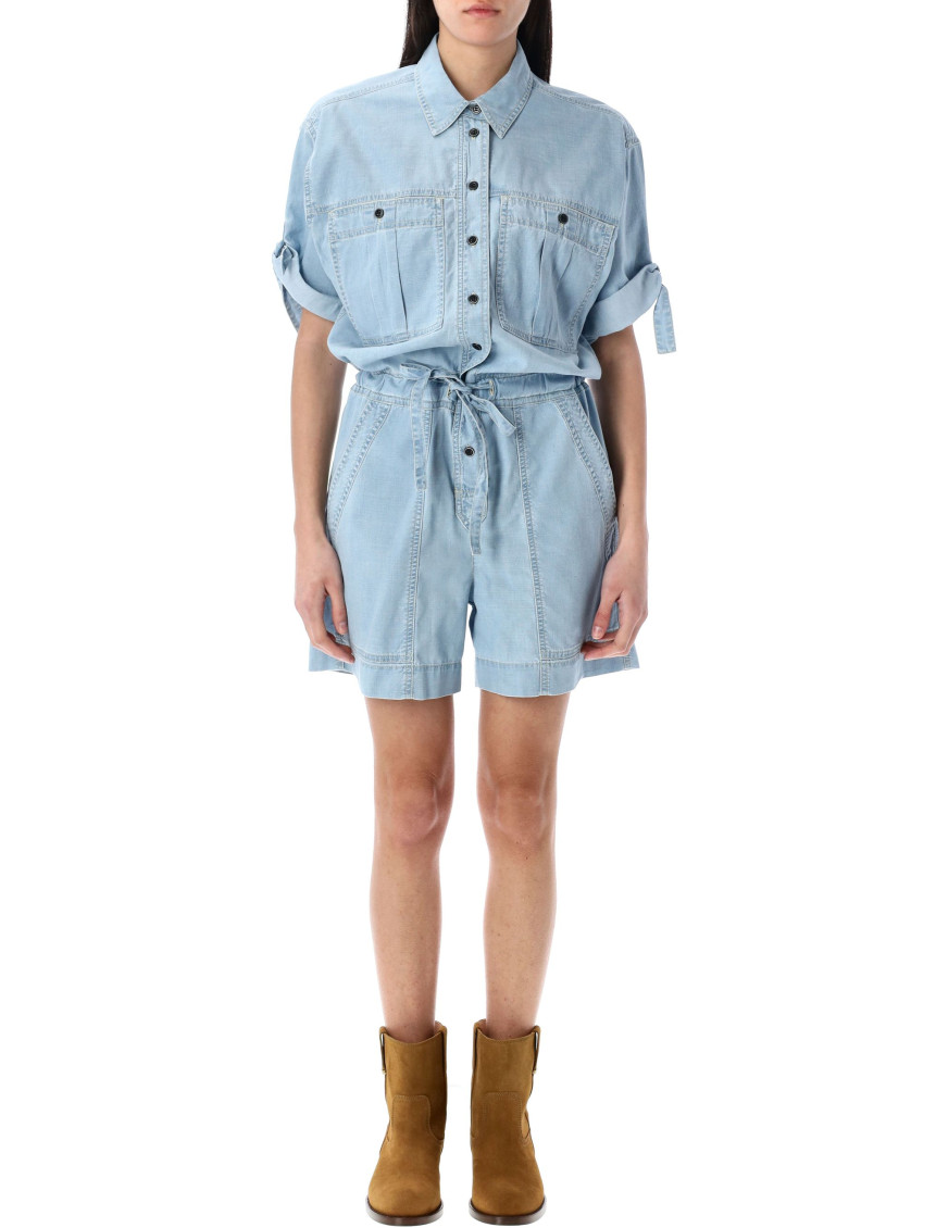Shop Isabel Marant Étoile Light Blue Vally Short Jumpsuit