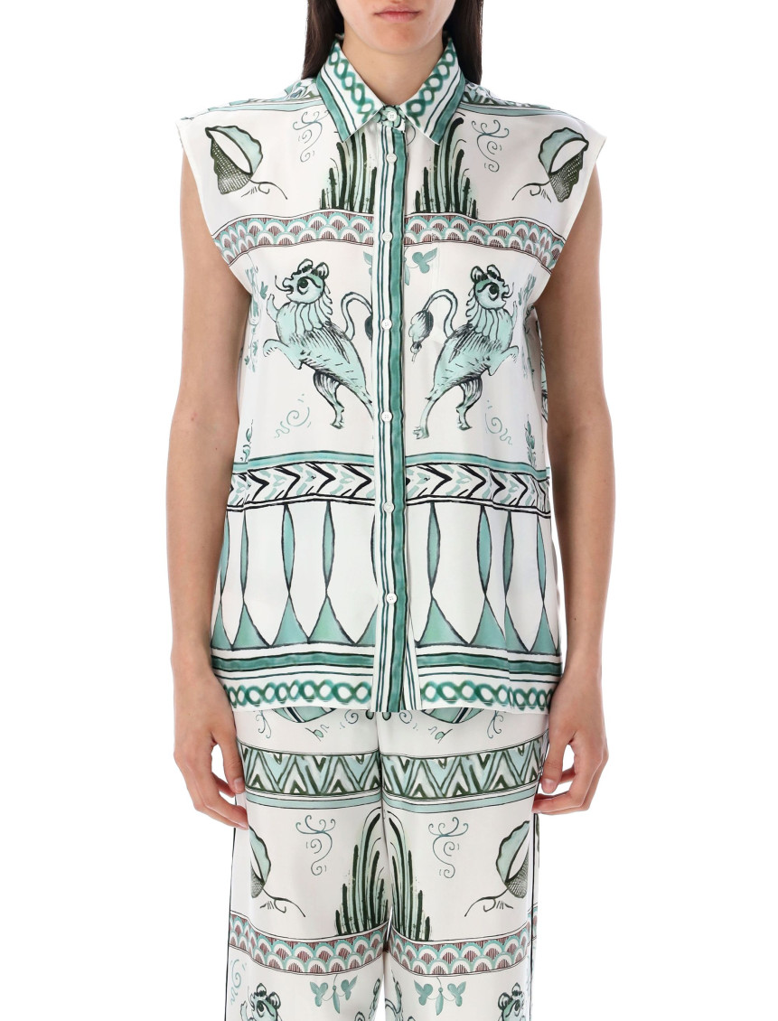 Fabiana Filippi Loose Fit Sleeveless Silk Twill Shirt