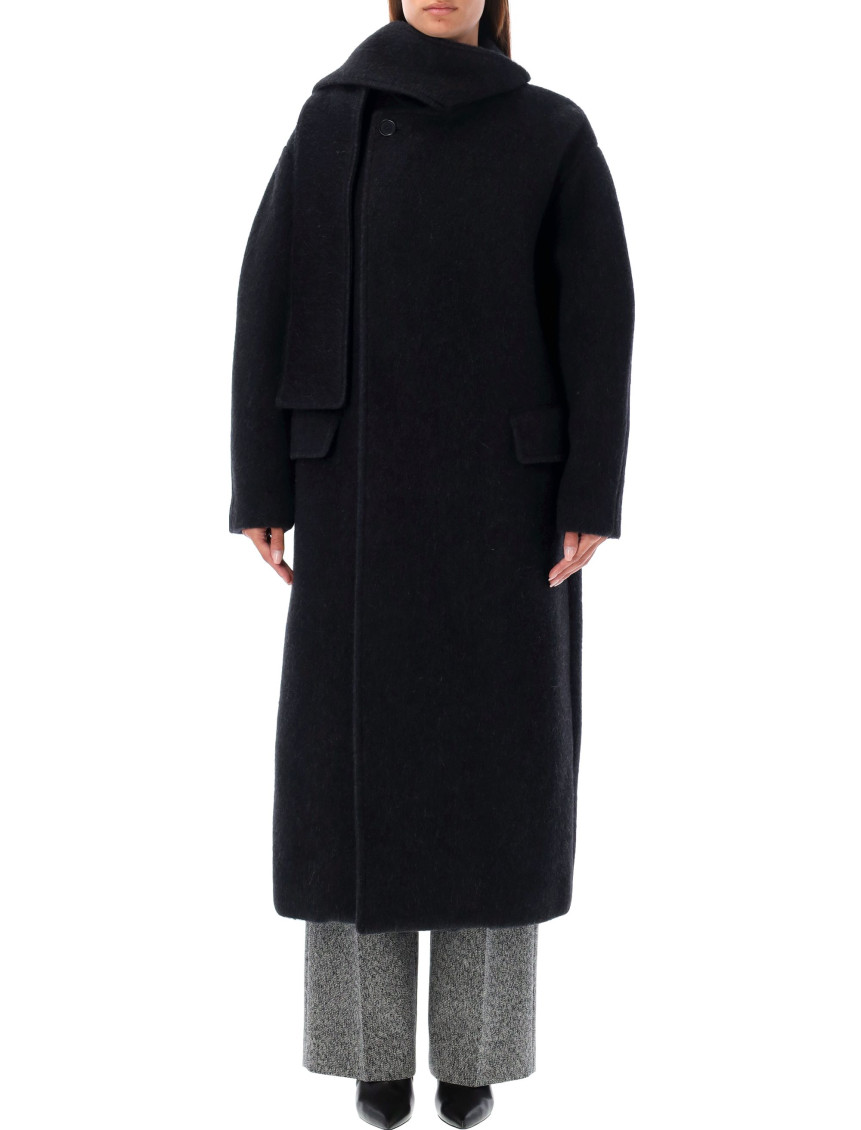 Msgm Black Scarf Coat