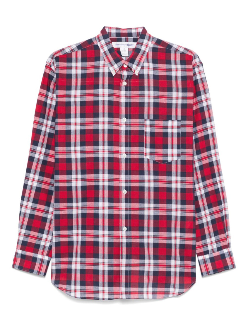 Comme Des Garçons Plaid Pattern Shirt Featuring Box-pleat Detail