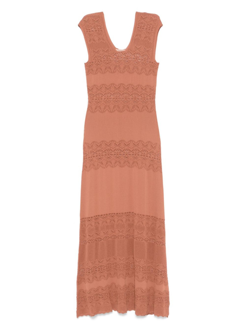 Twinset Twin-set Maxi Dress With Deep V-neckline