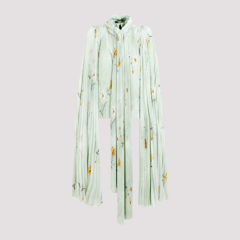 Balenciaga Cloak-inspired Floral Print Blouse In Green