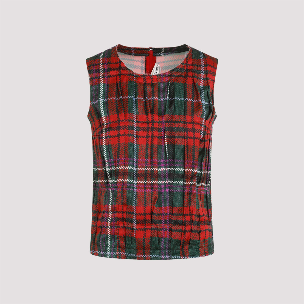 Shop Comme Des Garçons Multicolor Tartan Pleated Top
