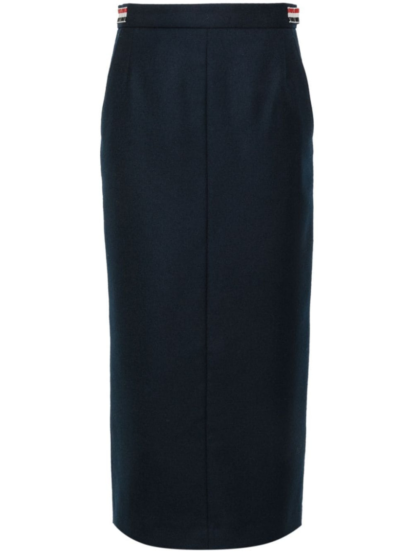 VIP【関税送料無料】希少 THOM BROWNE NAVY BLUE SKIRT Thom Browne Navy Blue high-waist wool midi skirt for Women