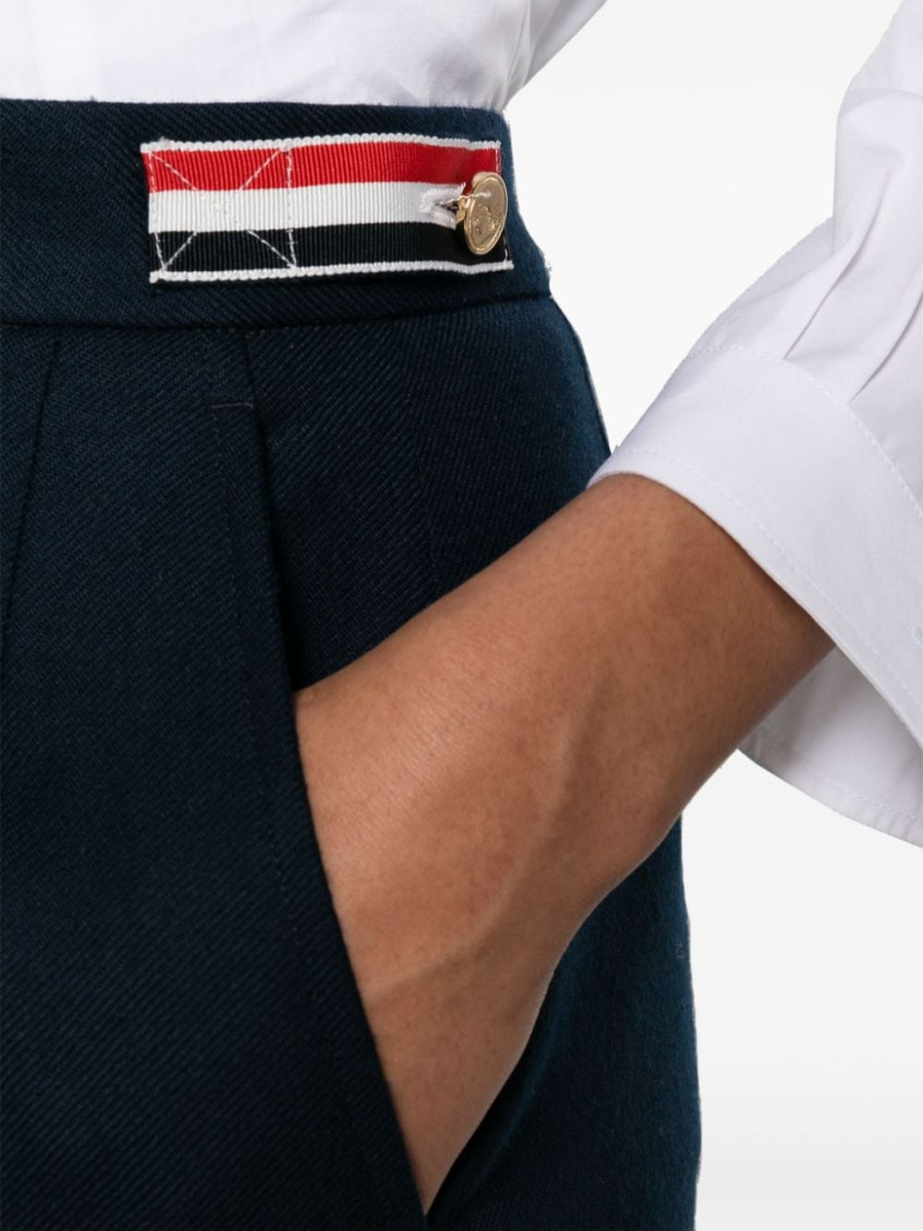 VIP【関税送料無料】希少 THOM BROWNE NAVY BLUE SKIRT Thom Browne Navy Blue high-waist wool midi skirt for Women