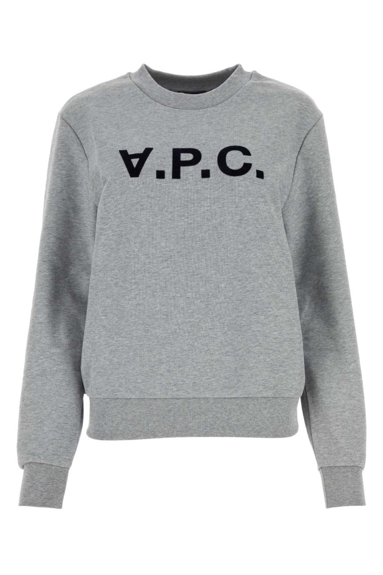 Apc A.p.c. Sweatshirt Crew-neck Logo Print Clothing In Grey