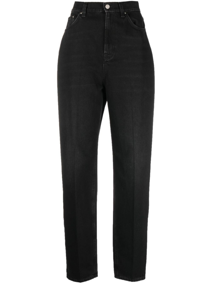 Totême Mid-rise Tapered Jeans In Black