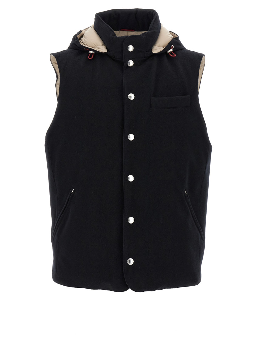 Brunello Cucinelli Padded Wool Vest In Black