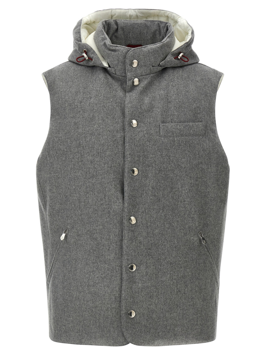 Brunello Cucinelli Grey Cotton Down Jacket In Gray