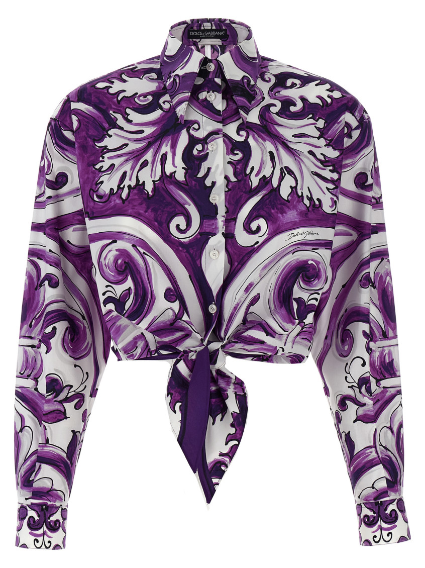 Dolce & Gabbana Purple Maiolica Print Shirt In Purple