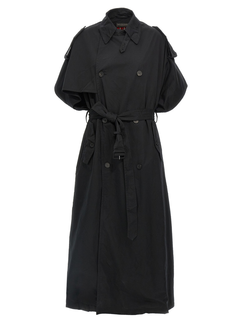 Balenciaga Stole Trench Coat Coats And Trench Coats Black In Black