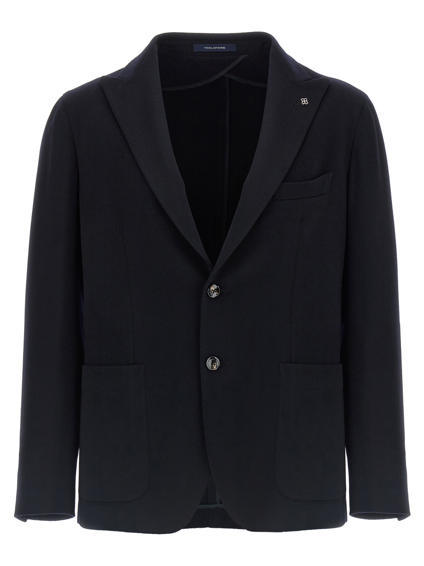 Tagliatore Cashmere Blazer Notch Lapel Front Pockets In Blue