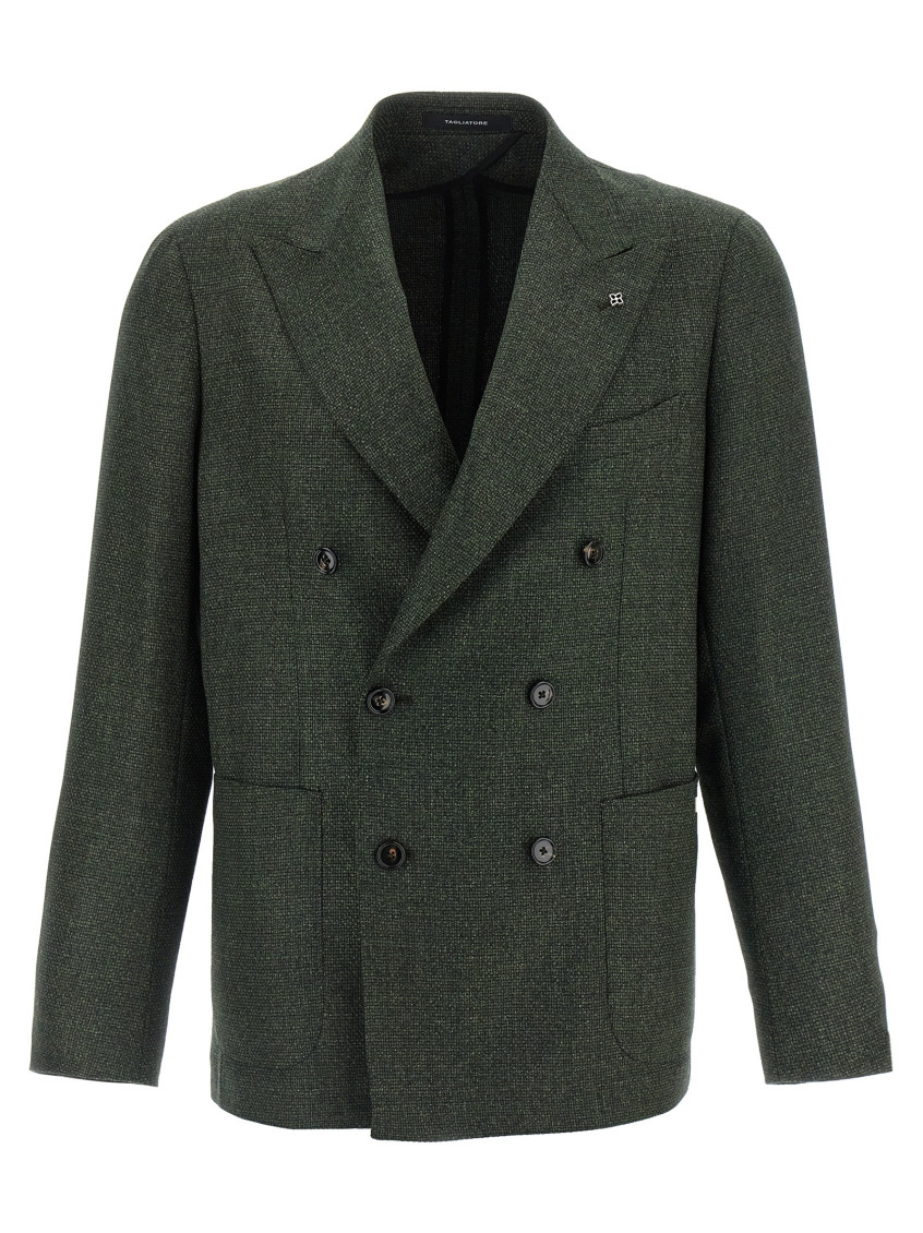 Tagliatore Double Breased Bottoned Blazer Montecarlo In Green