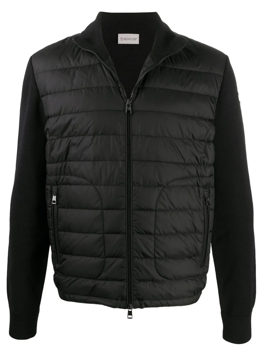 Moncler Padded Zip-up Cardigan Clothing In Black