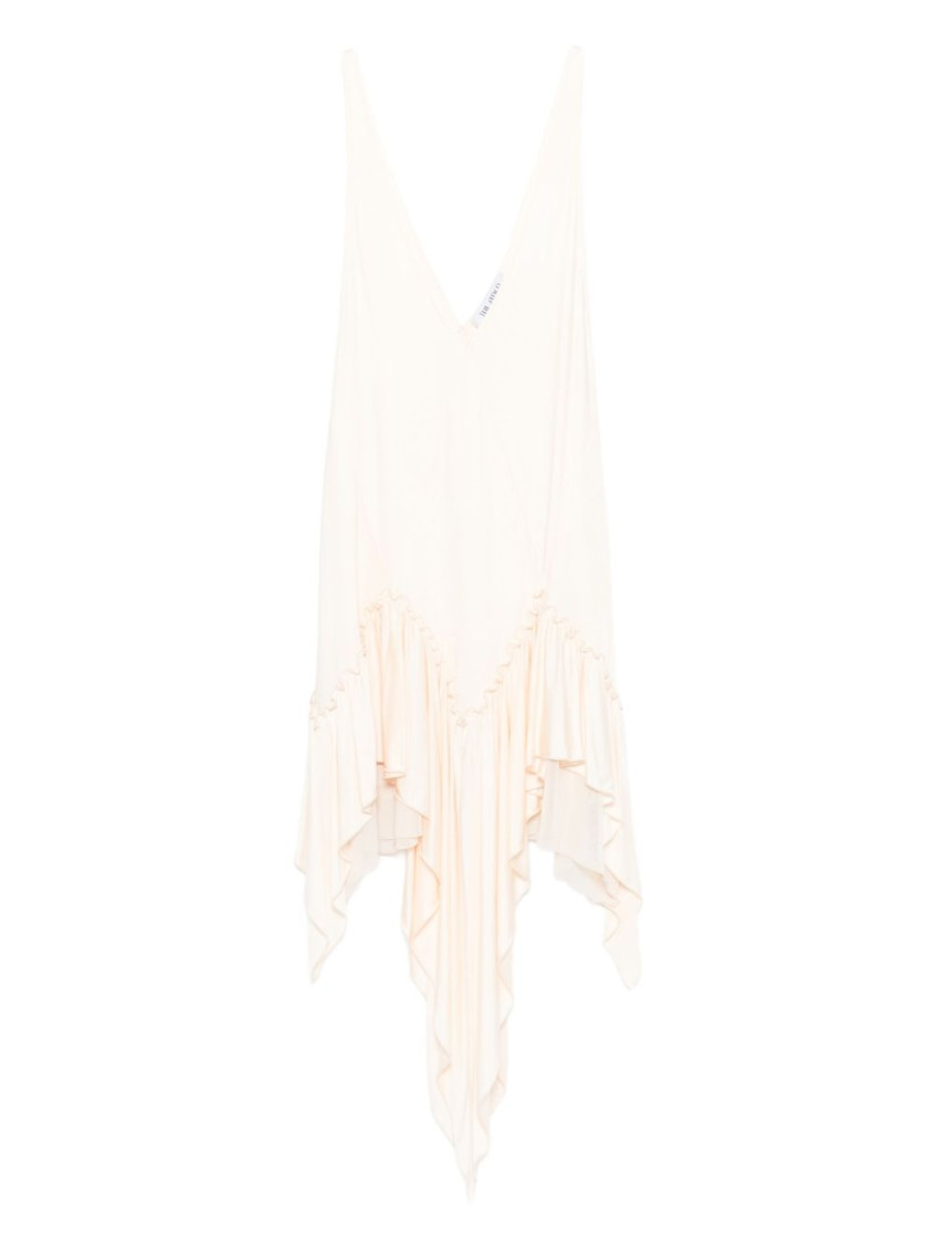 Attico Mini Dress With Asymmetrical Hem And Ruffle Detailing In White
