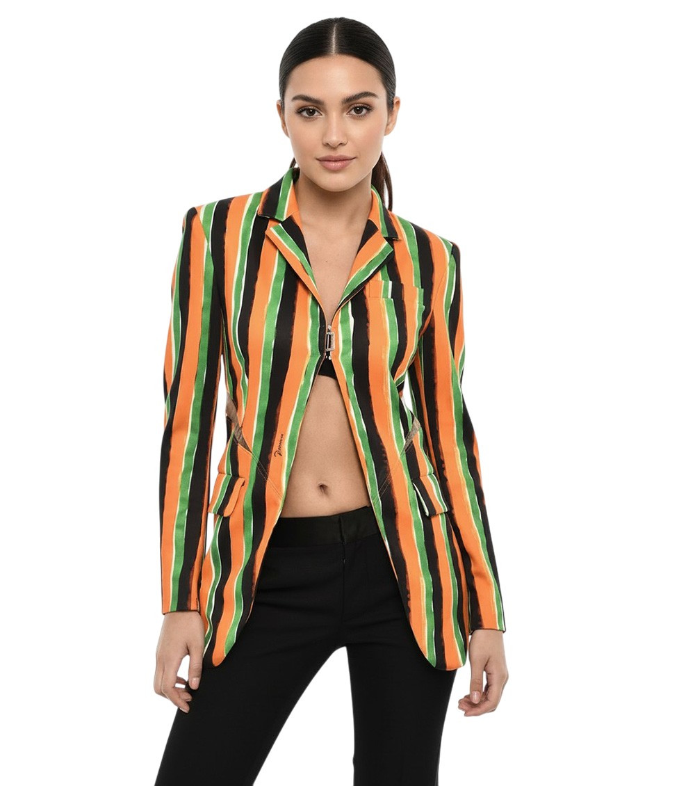 Dsquared2 Multicolor Stripes Notched Lapel Blazer In Multi