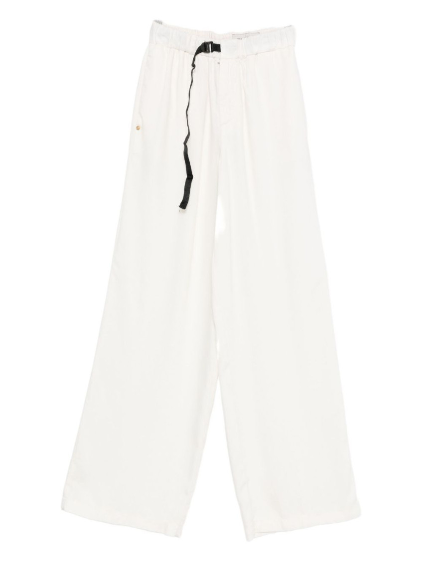 White Sand Drawstring Buckle Trousers In White