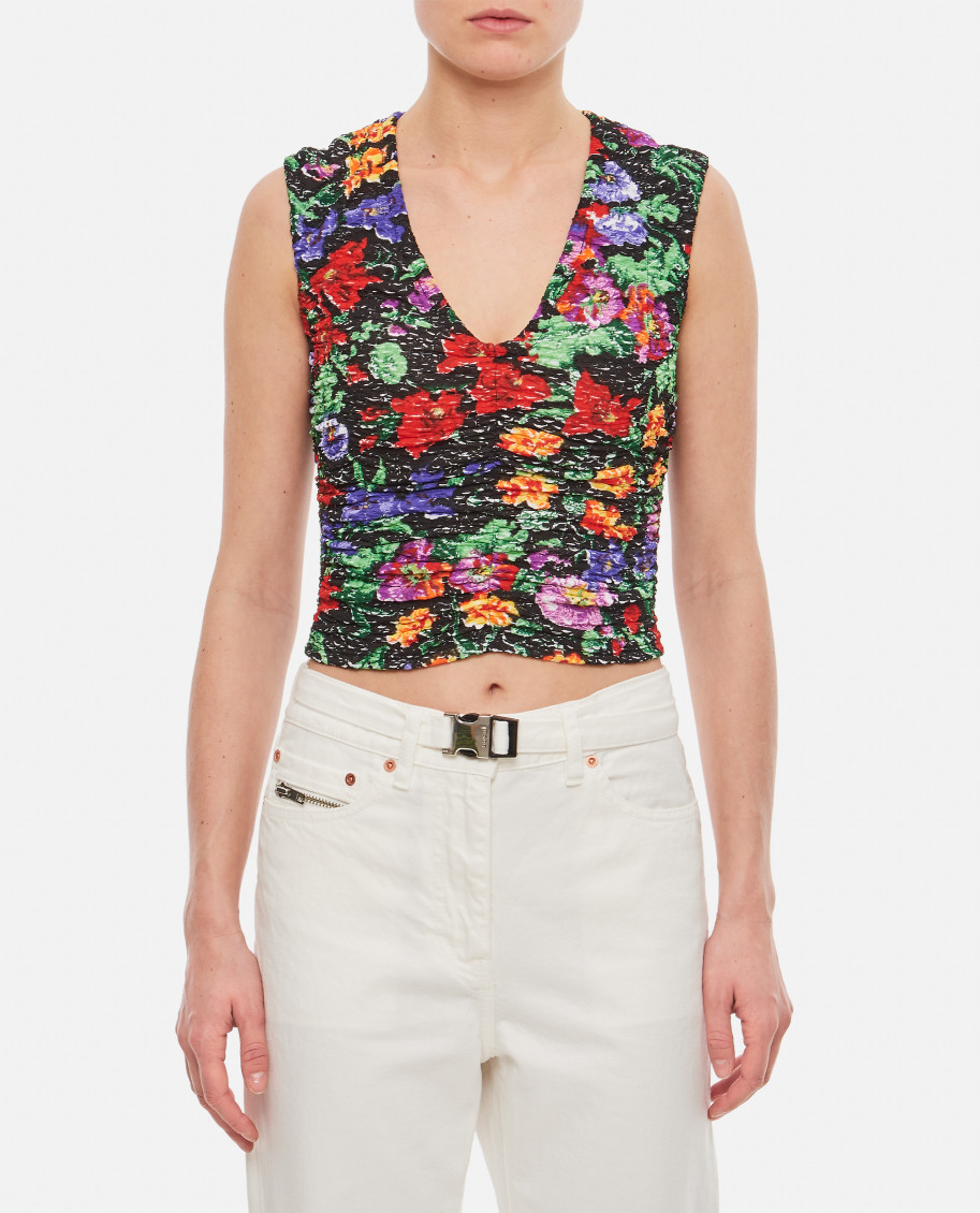 Collina Strada Floral-print Ruched Vest Top In Multi