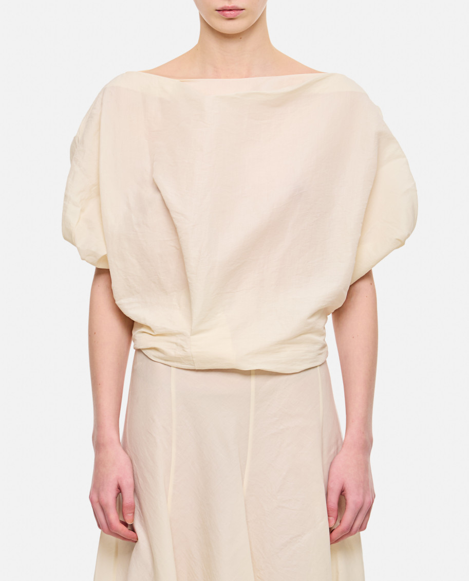 Khaite Niles Cap-sleeve Crop Silk Top In Neutral