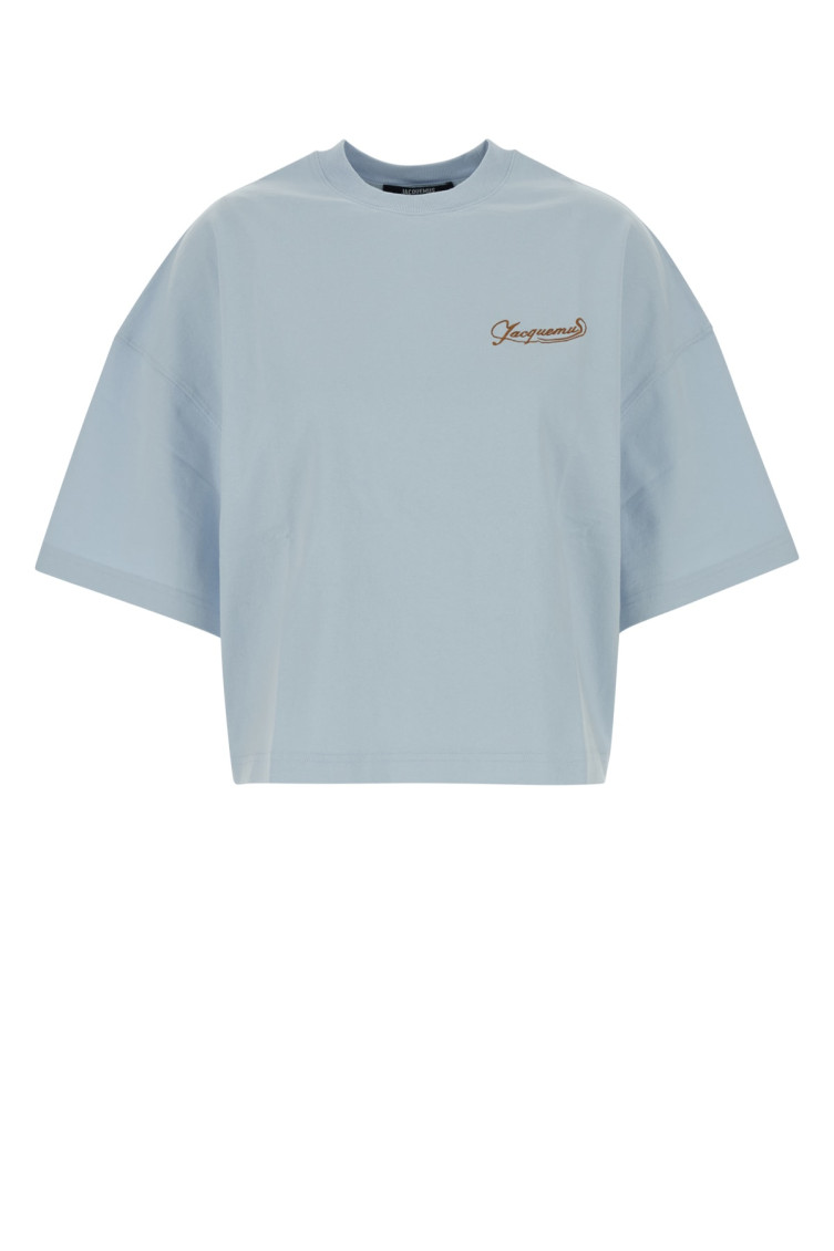 Jacquemus Blue Boxy Embroidered T-shirt In Blue