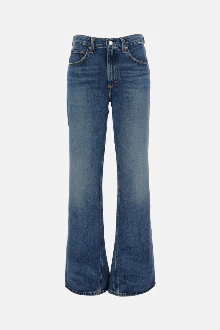 Agolde Mid Rise Kick Boot Jeans In Stencil In Blue
